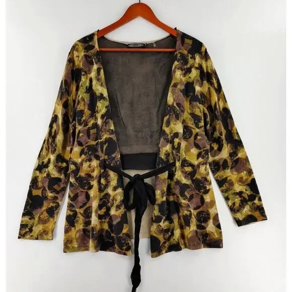 Zozo Cardigan XL Black Yellow Sheer Knot Front Art to Wear Whimsigoth - Picture 1 of 13